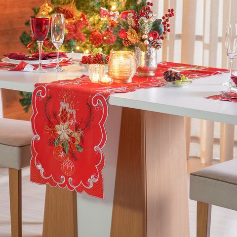 TRILHO DE MESA NATALINO BORDADO 40cm x 1,40m - CANDELABRO (SC)