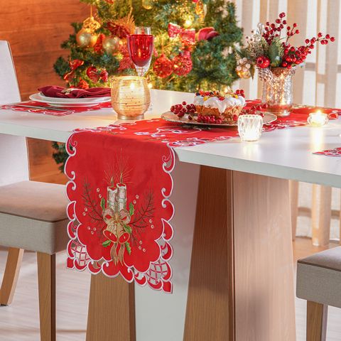 TRILHO DE MESA NATALINO BORDADO 40cm x 1,40m - SINOS (SC)