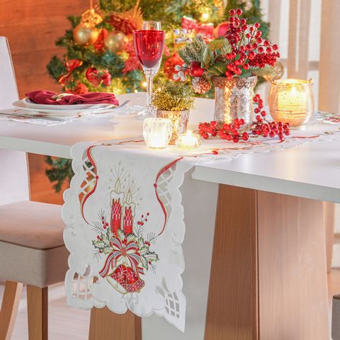 TRILHO DE MESA NATALINO BORDADO 45cm x 2,20m - VELAS NATALINAS (SC)