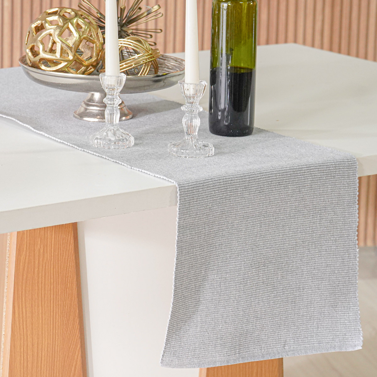 TRILHO DE MESA PESPONTO 33cm x 1,40m - CINZA (SC)