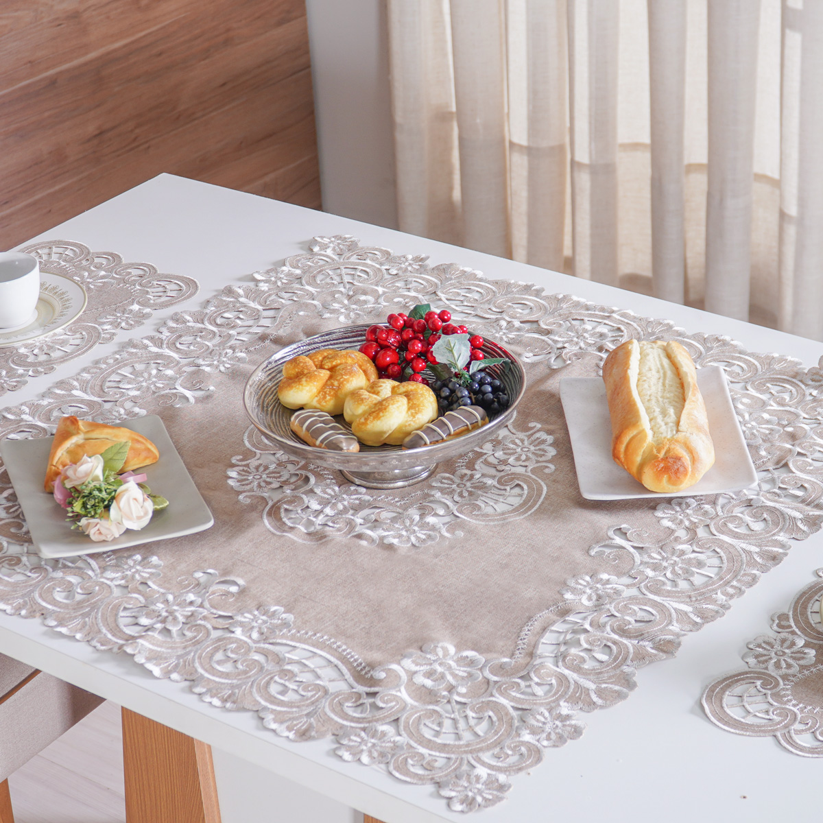 TOALHA DE CHÁ LACE PREMIUM TESSI 85CM X 85CM - JULIETTE (SC)