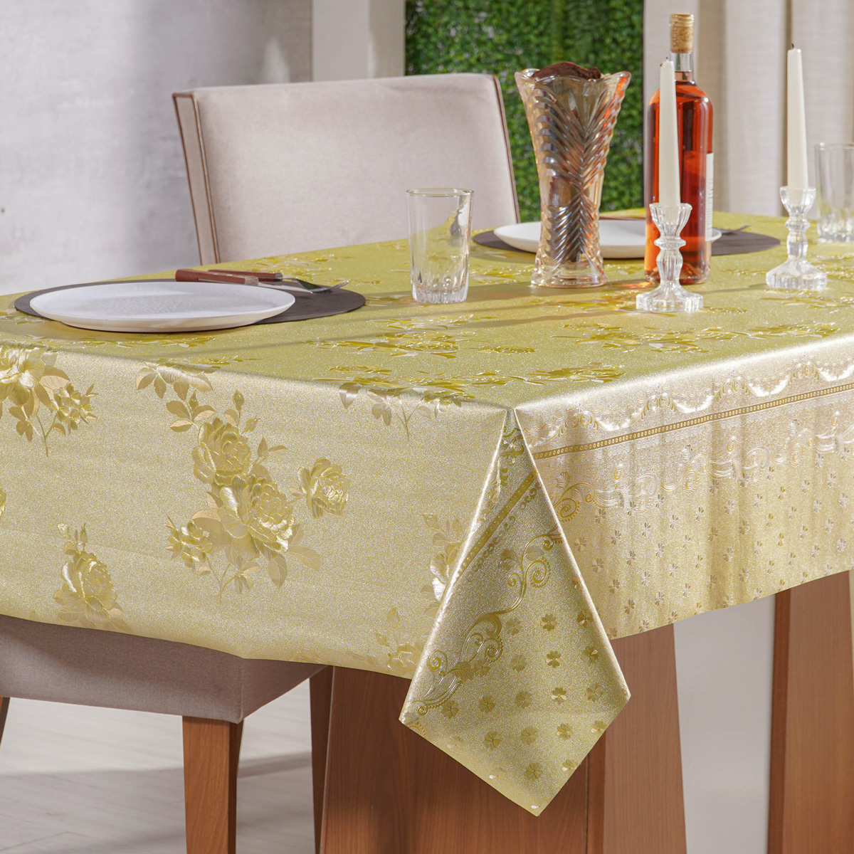 ROLO TOALHA DE MESA PVC METALIZADA 0,25mm - 1,40m x 15m - ELEONOR (SC)