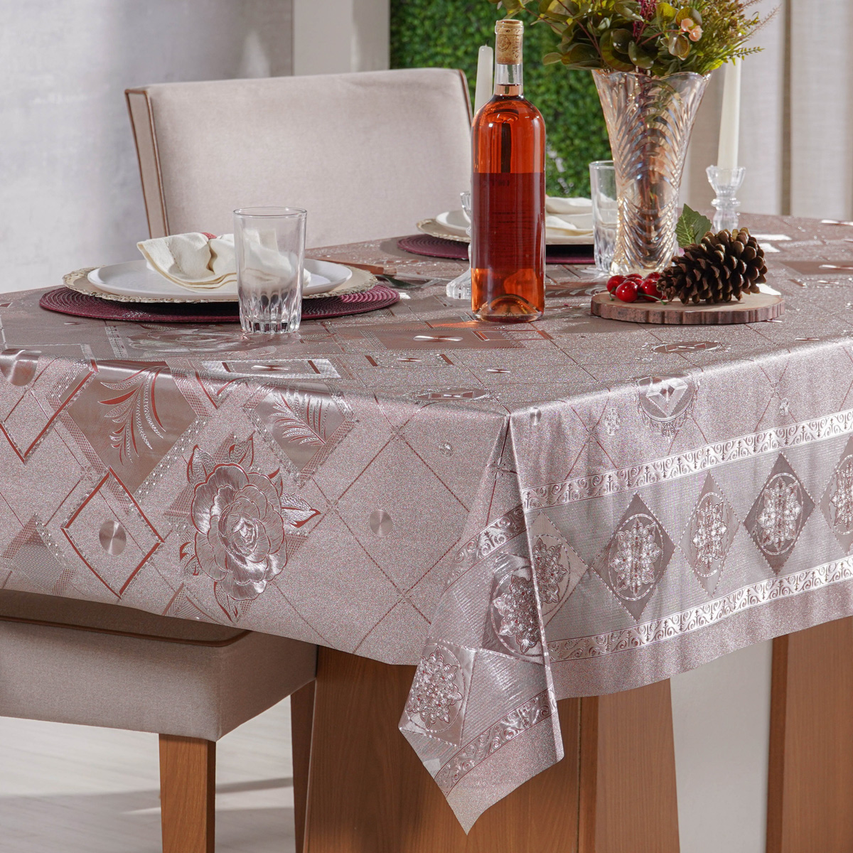 ROLO TOALHA DE MESA PVC METALIZADA 0,25mm - 1,40m x 15m - HELENA (SC)