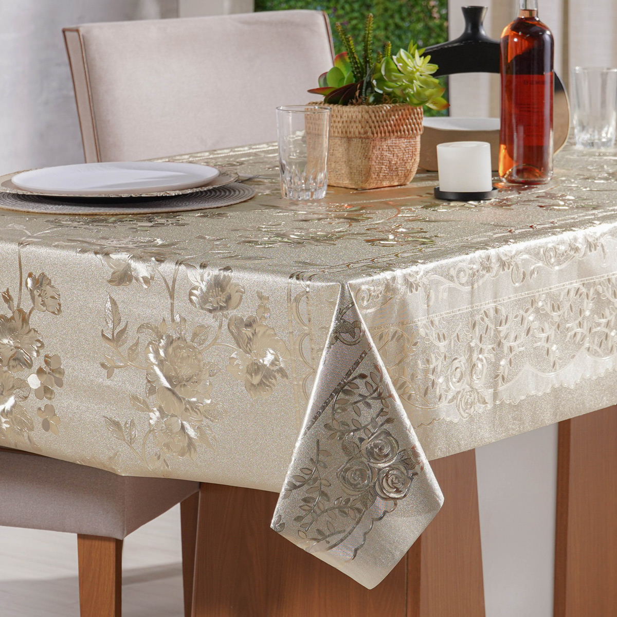 ROLO TOALHA DE MESA PVC METALIZADA 0,25mm - 1,40m x 15m - AMELIA (SC)