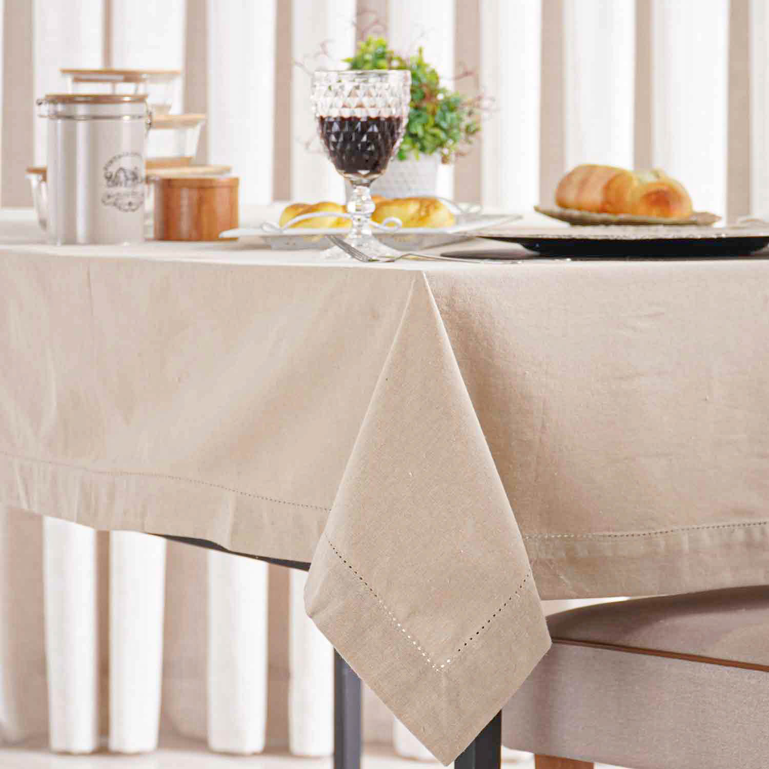 TOALHA DE MESA PESPONTO 1,60M X 3,20M - BISCUIT (SC)