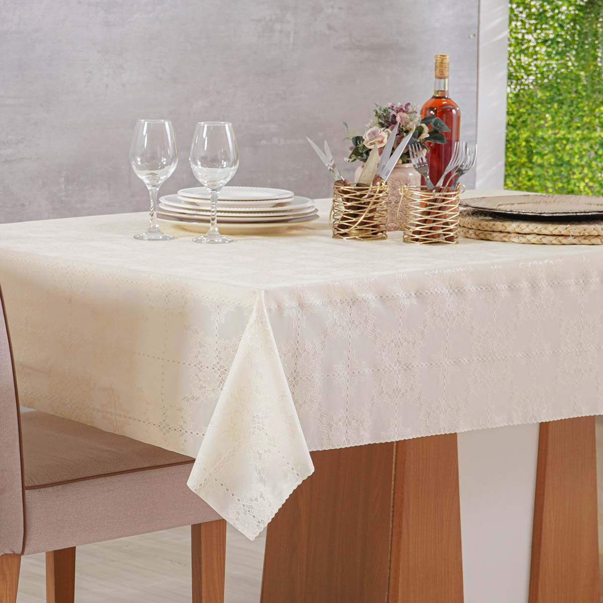 TOALHA DE MESA ROLO PVC RENDA 1,40M X 20M - FOLHAS (SC)