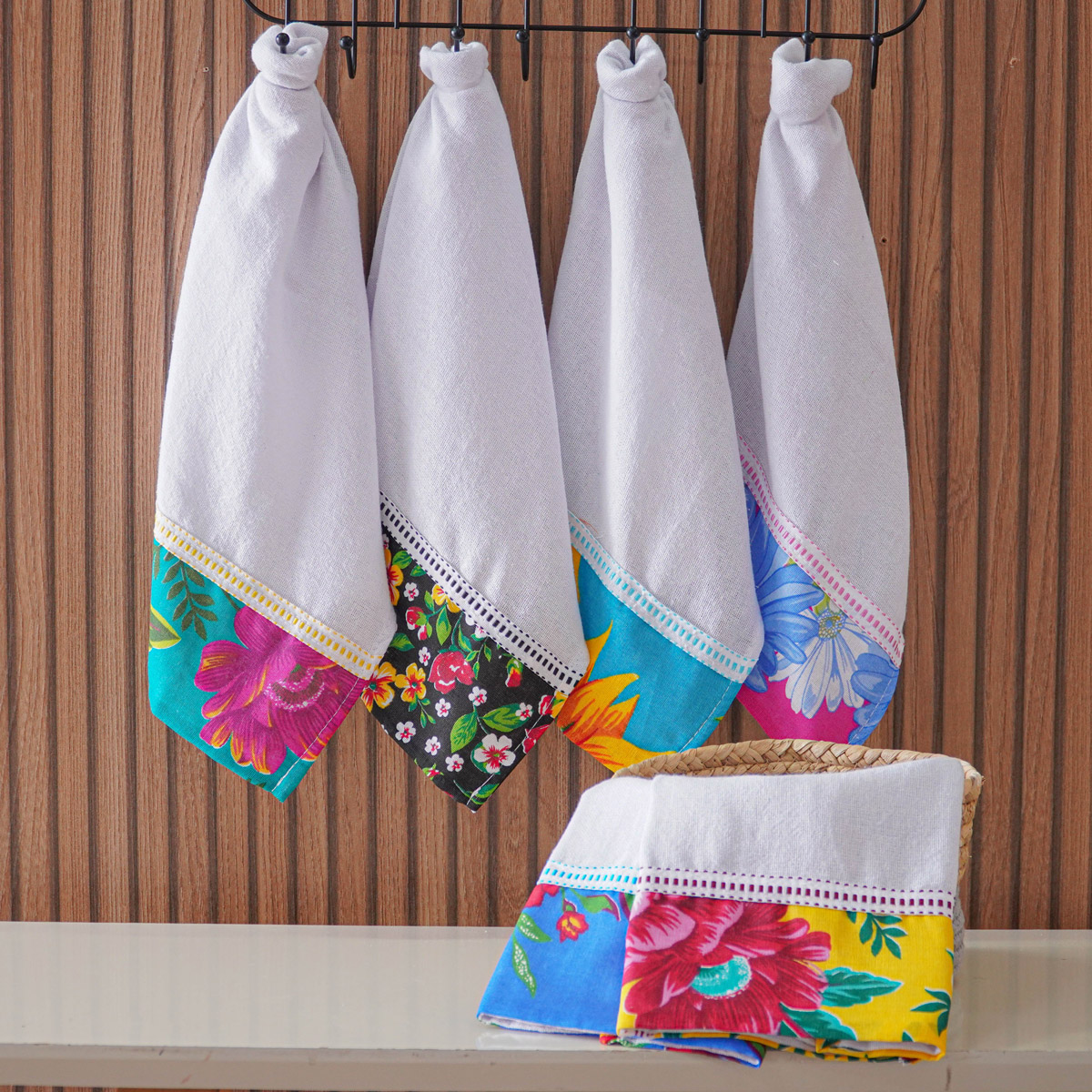 PANO BAINHA LISO COM BARRA ESTAMPADA 40cm x 65cm - SORTIDO (SC)