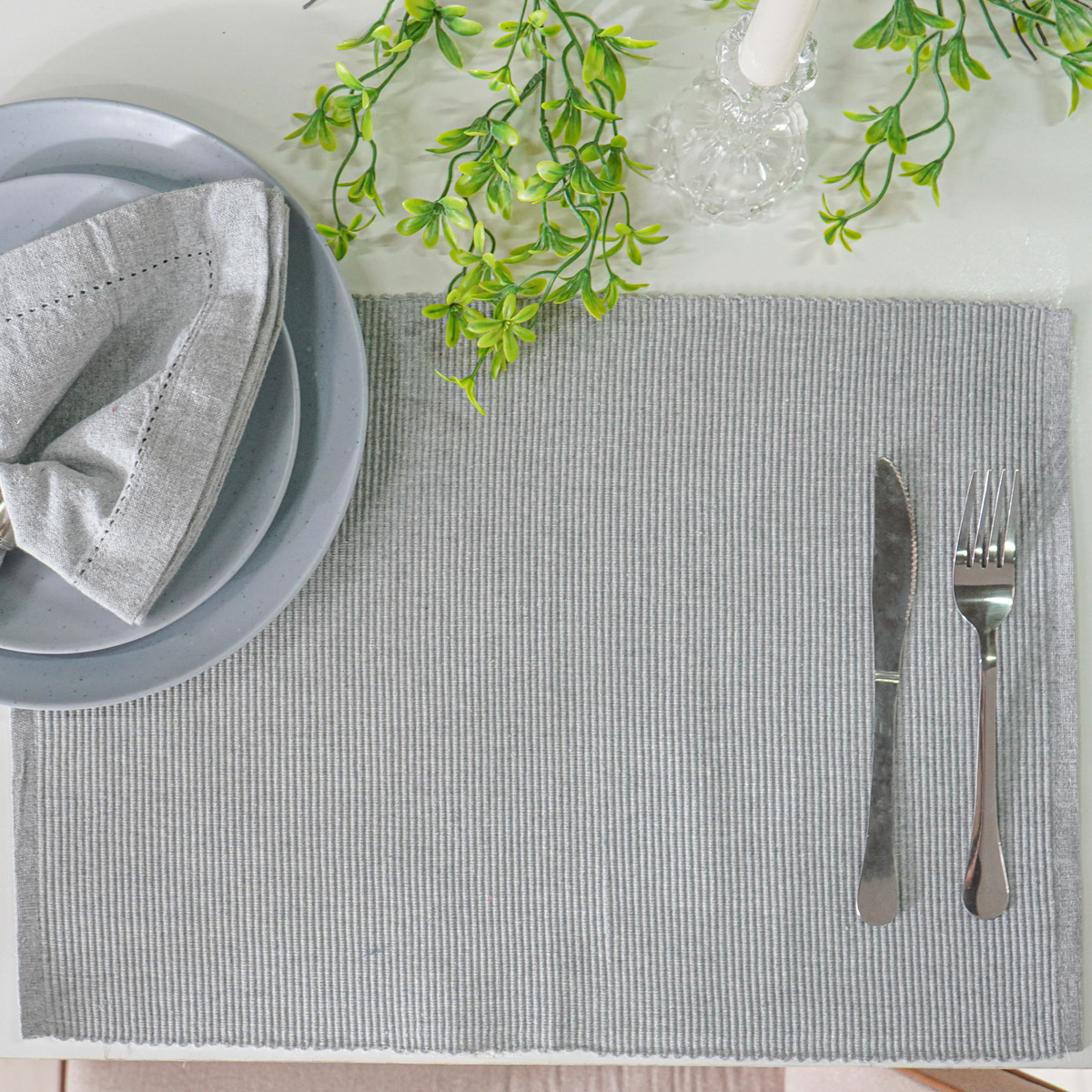AMERICANO DE MESA PESPONTO 33cm x 45cm - CINZA (SC)