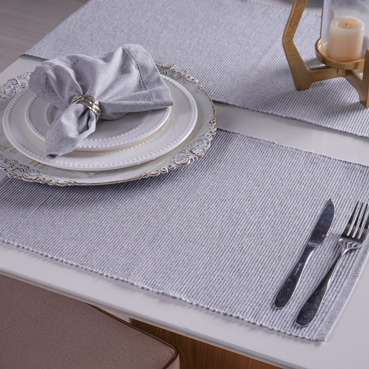 AMERICANO DE MESA PESPONTO 33cm x 45cm - NIQUEL (SC)