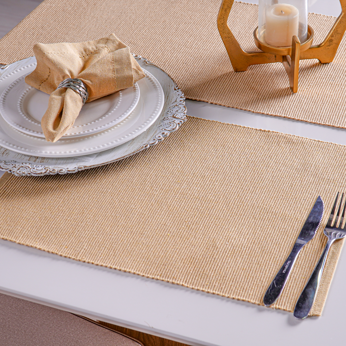 AMERICANO DE MESA PESPONTO 33cm x 45cm - ARGILA (SC)