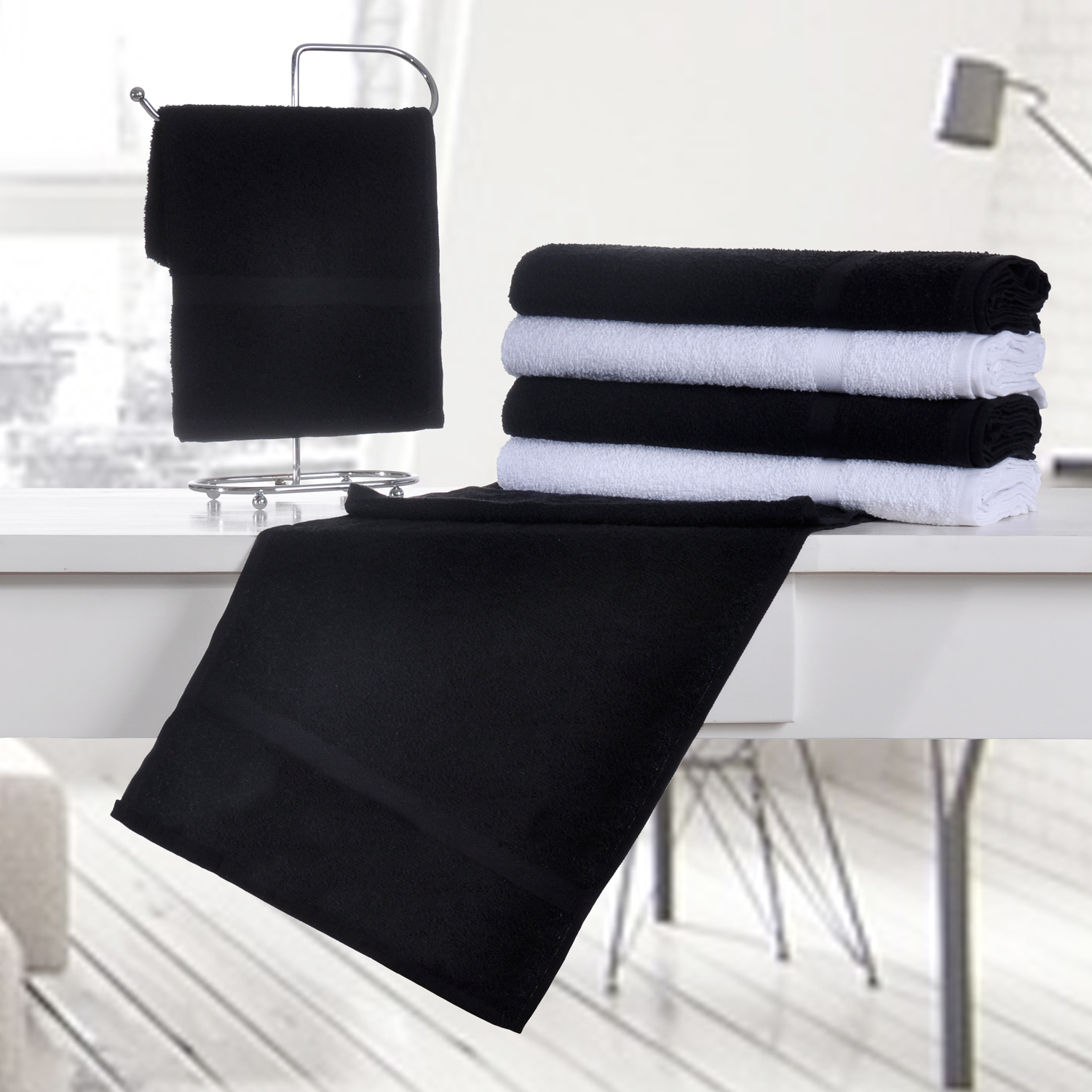 TOALHA DE ROSTO SALOON 42cm x 70cm - PRETO (SC)