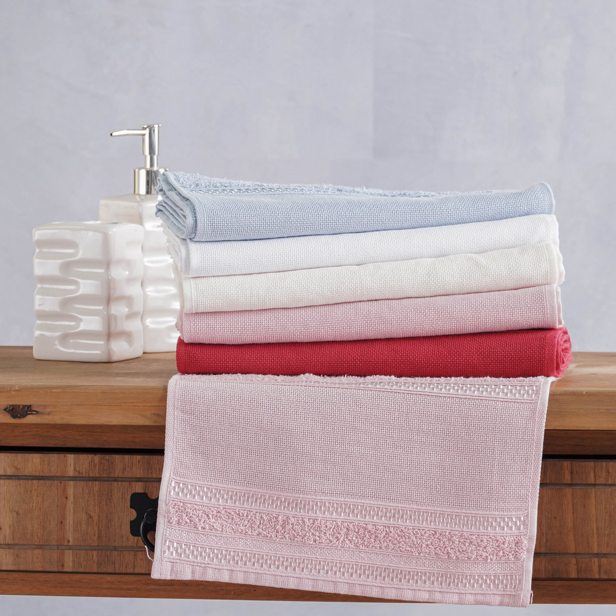 TOALHA DE LAVABO PONTO CRUZ 30cm x 45cm - ROSA (SC)