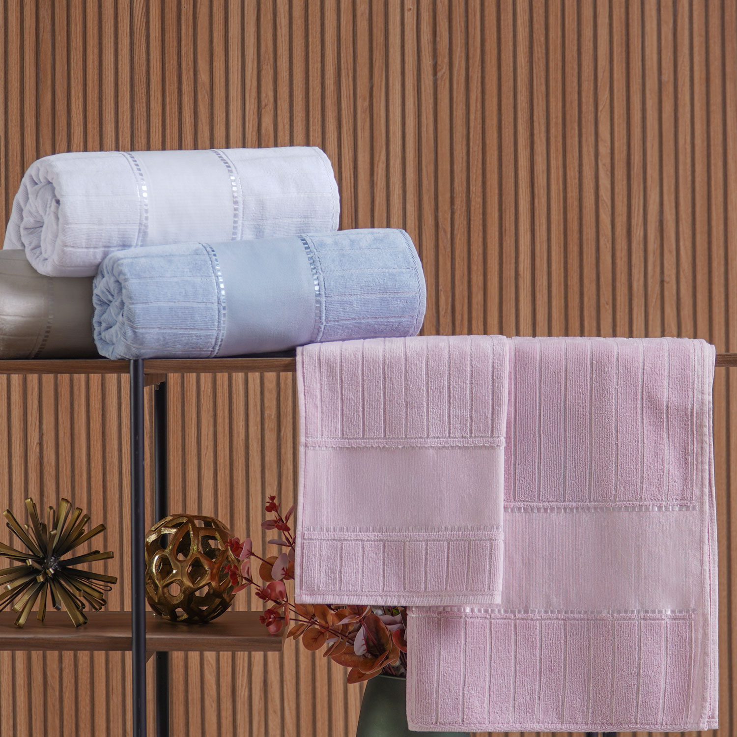 TOALHA DE ROSTO PONTO RUSSO AVELUDADA 45cm x 75cm - ROSA (SC)