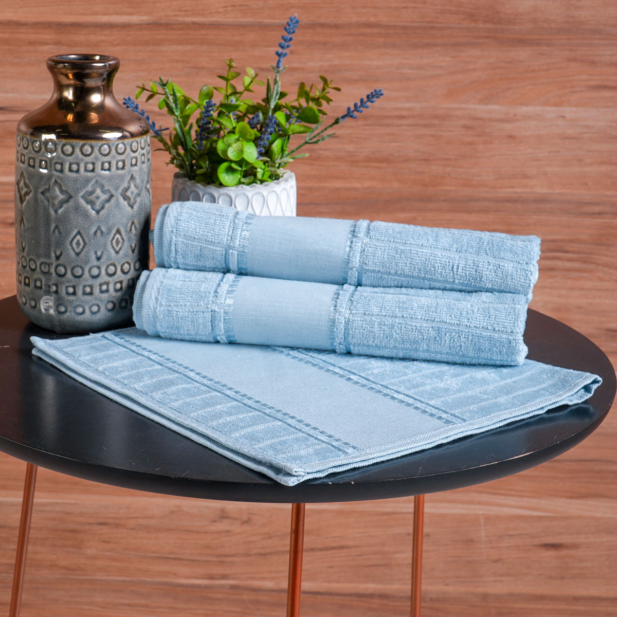 TOALHA DE LAVABO PONTO RUSSO  AVELUDADA  30cm x 45cm - AZUL (SC)