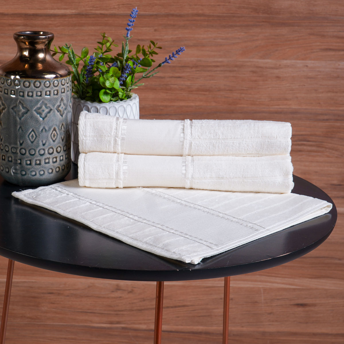 TOALHA DE LAVABO PONTO RUSSO  AVELUDADA  30cm x 45cm - PEROLA (SC)