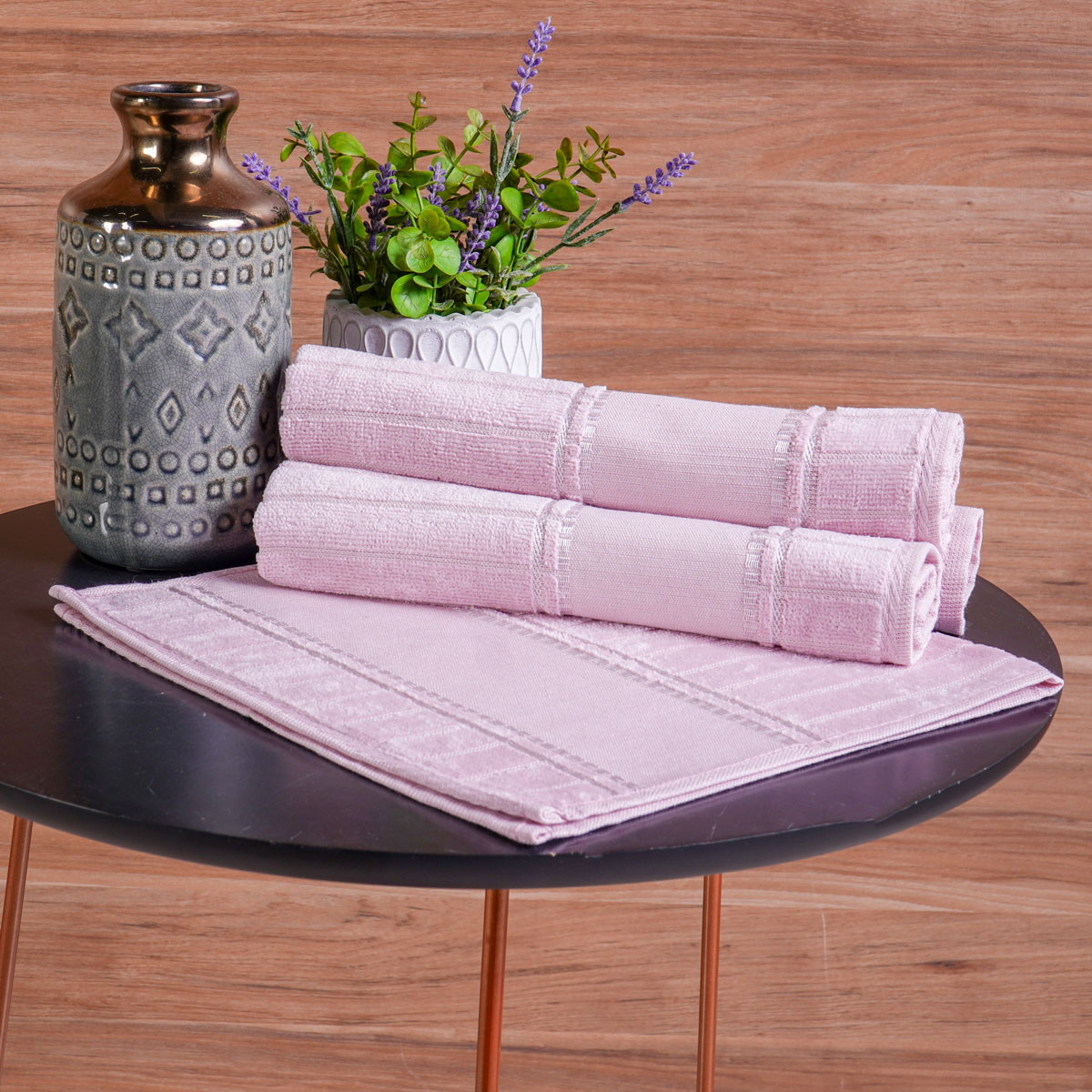 TOALHA DE LAVABO PONTO RUSSO  AVELUDADA  30cm x 45cm - ROSA (SC)
