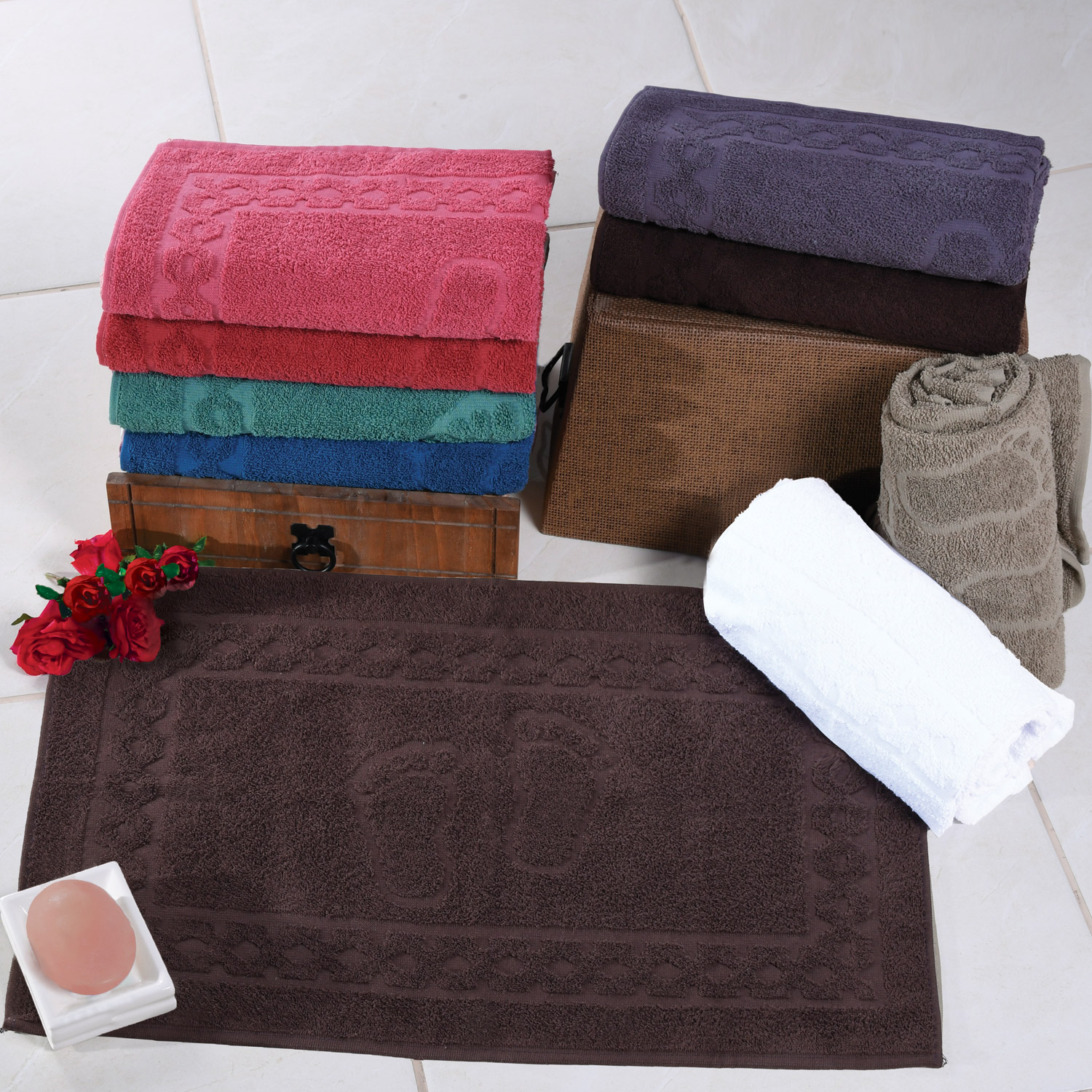 TOALHA DE PISO LUXO 45cm x 68cm - CAFÉ (SC)