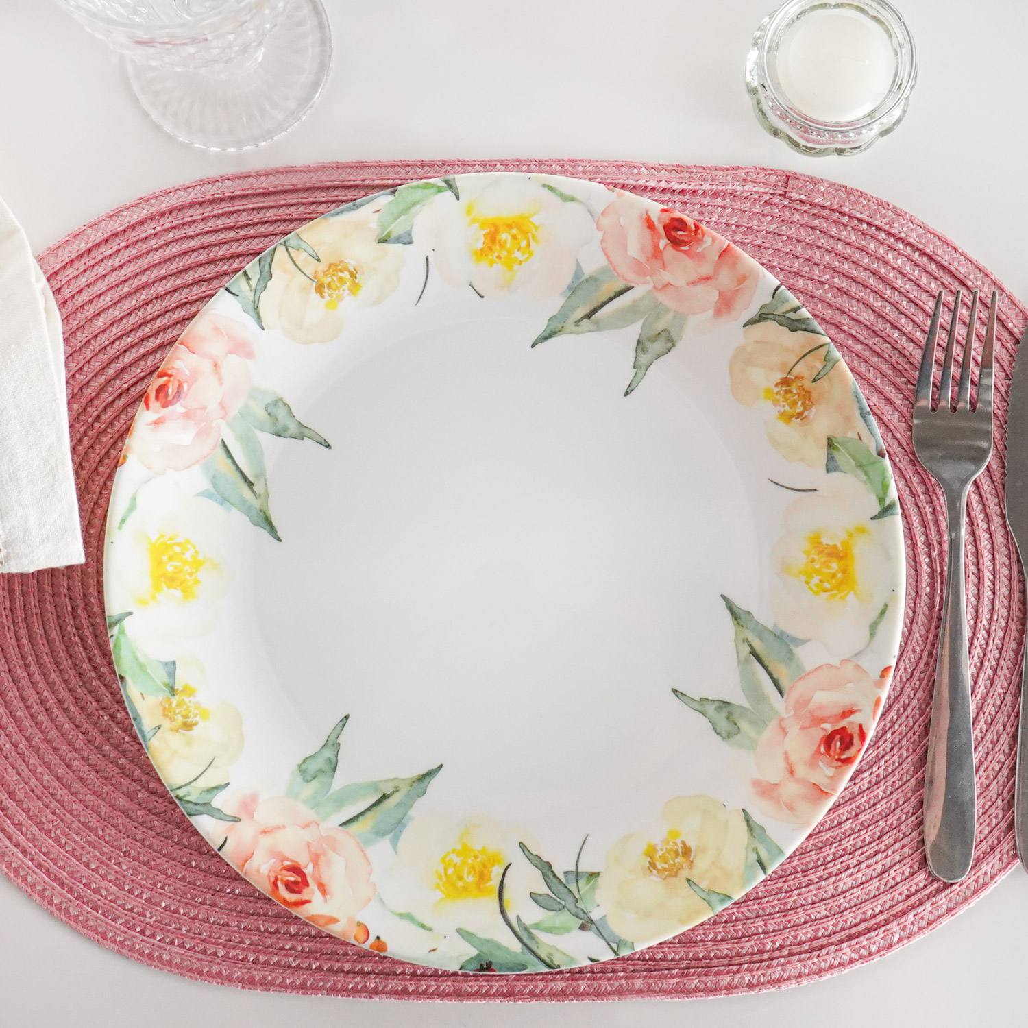 PRATO RASO 28CM MELAMINA BASIC - FLORAL (SC)