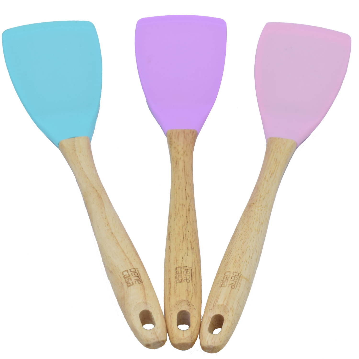 ESPÁTULA DE SILICONE COM CABO EM MADEIRA - SORTIDO (SC)
