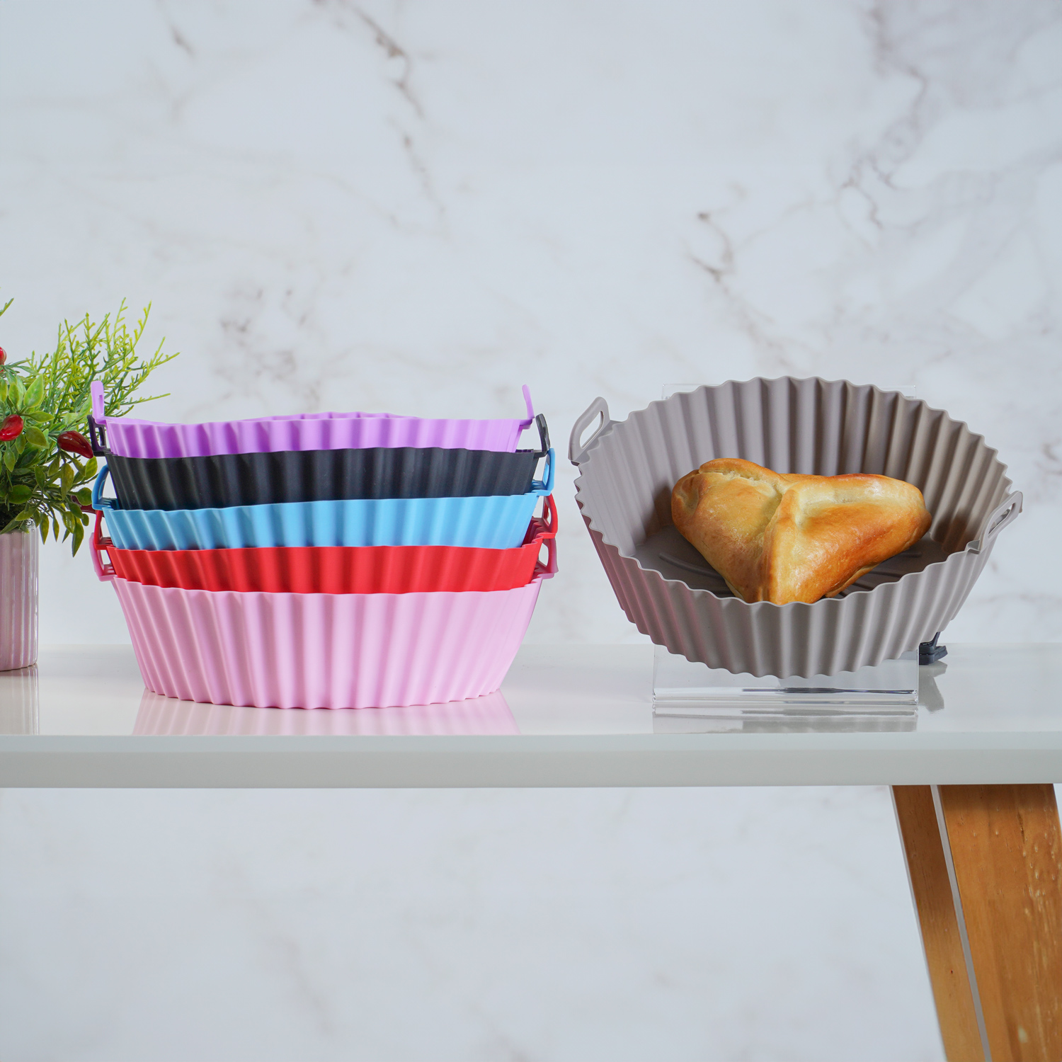 FORMA DE SILICONE AIR FRYER 20CM - SORTIDO (SC)