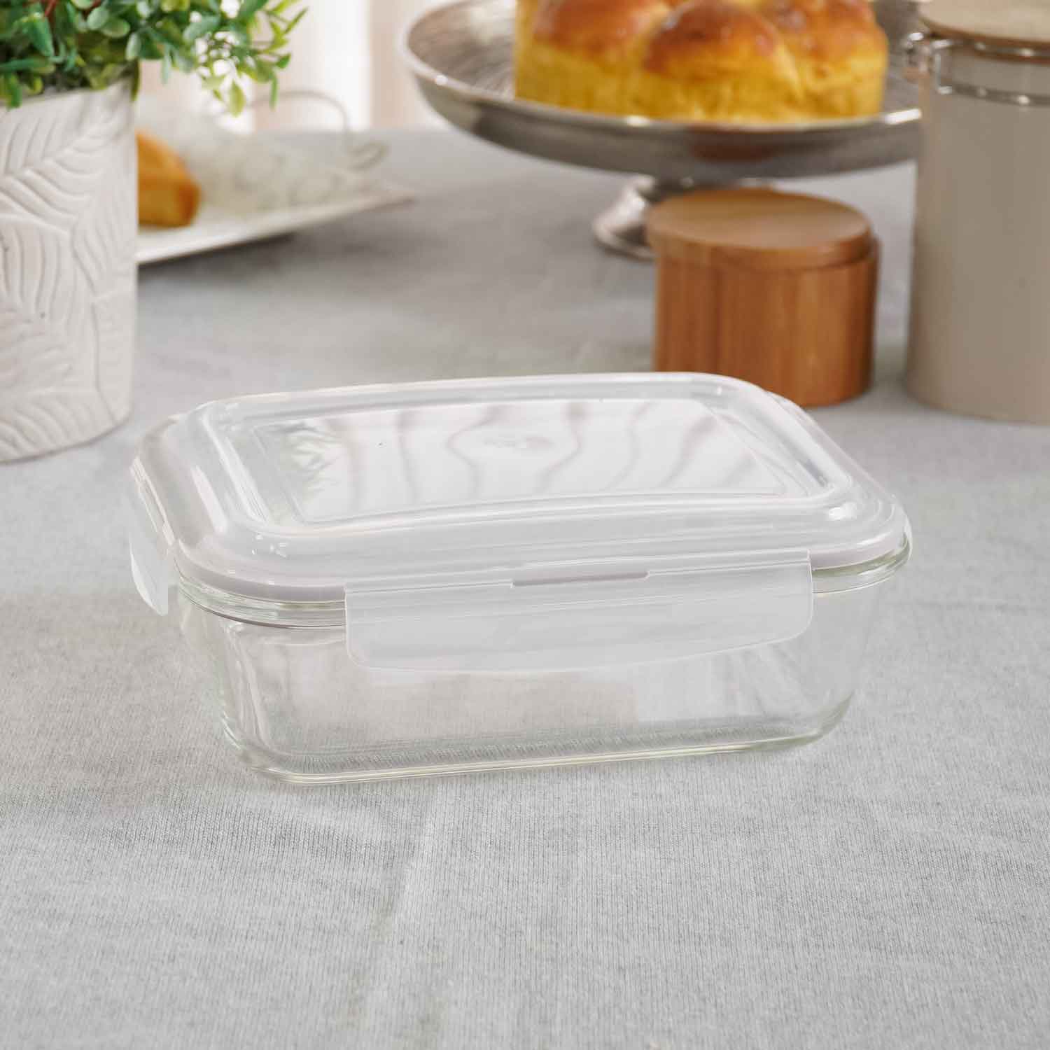POTE DE VIDRO RETÂNGULAR TAMPA HERMÉTICA 1,5L - 22cm X 16,4cm X 6,6cm - TRANSPARENTE (SC)