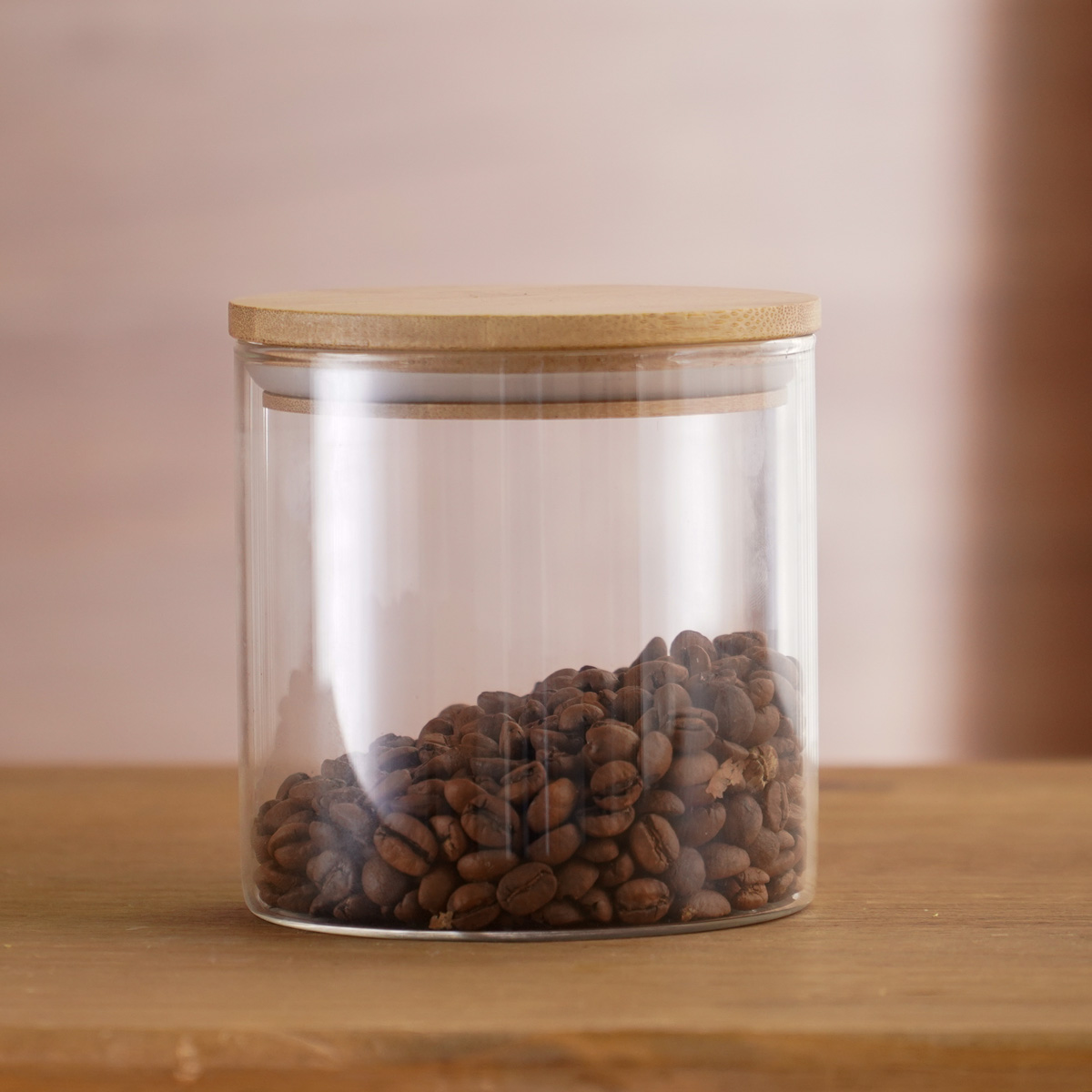 POTE VIDRO TUBULAR TAMPA BAMBU 550ML - ÚNICO (SC)