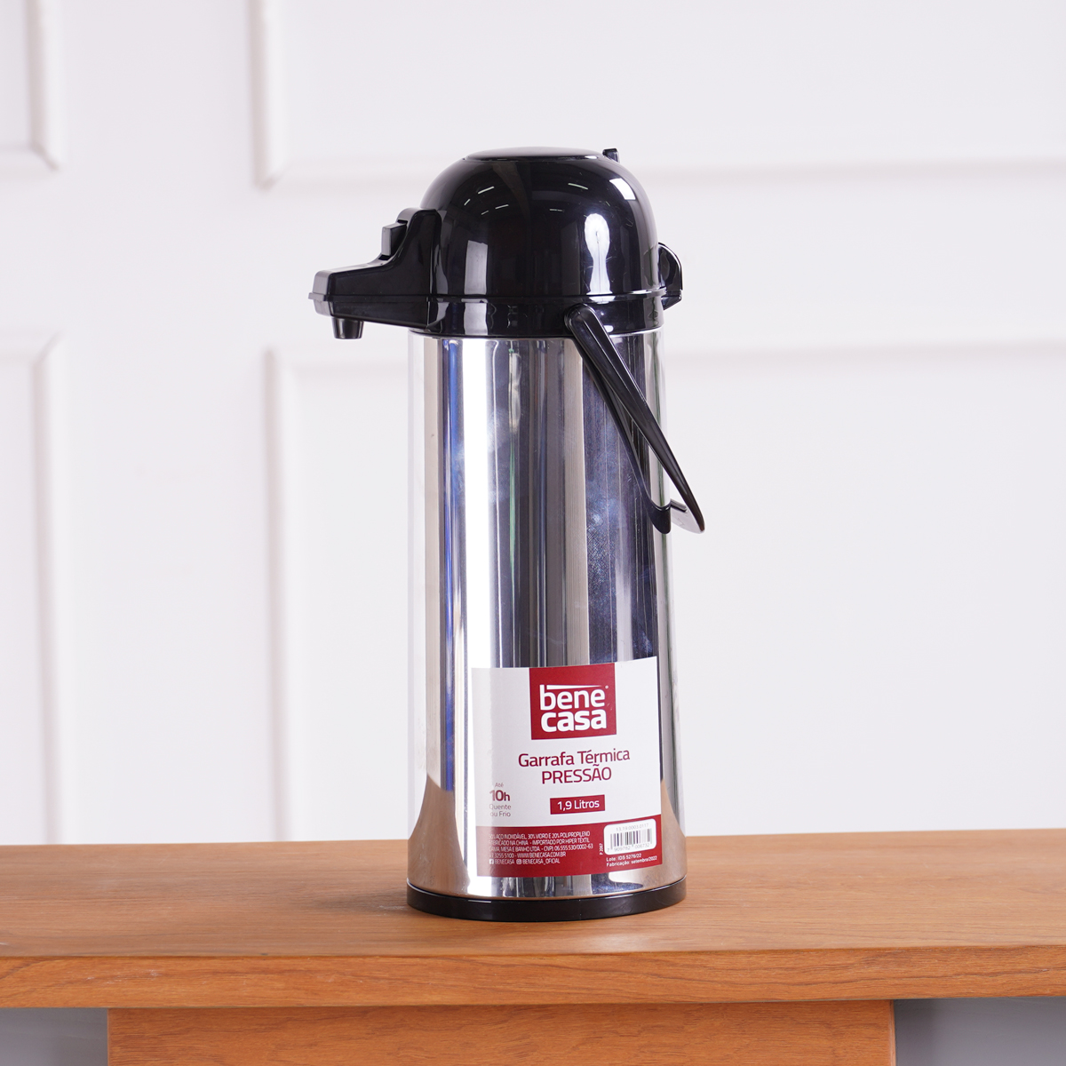 GARRAFA TÉRMICA PRESSÃO 1,9L - INOX (SC)