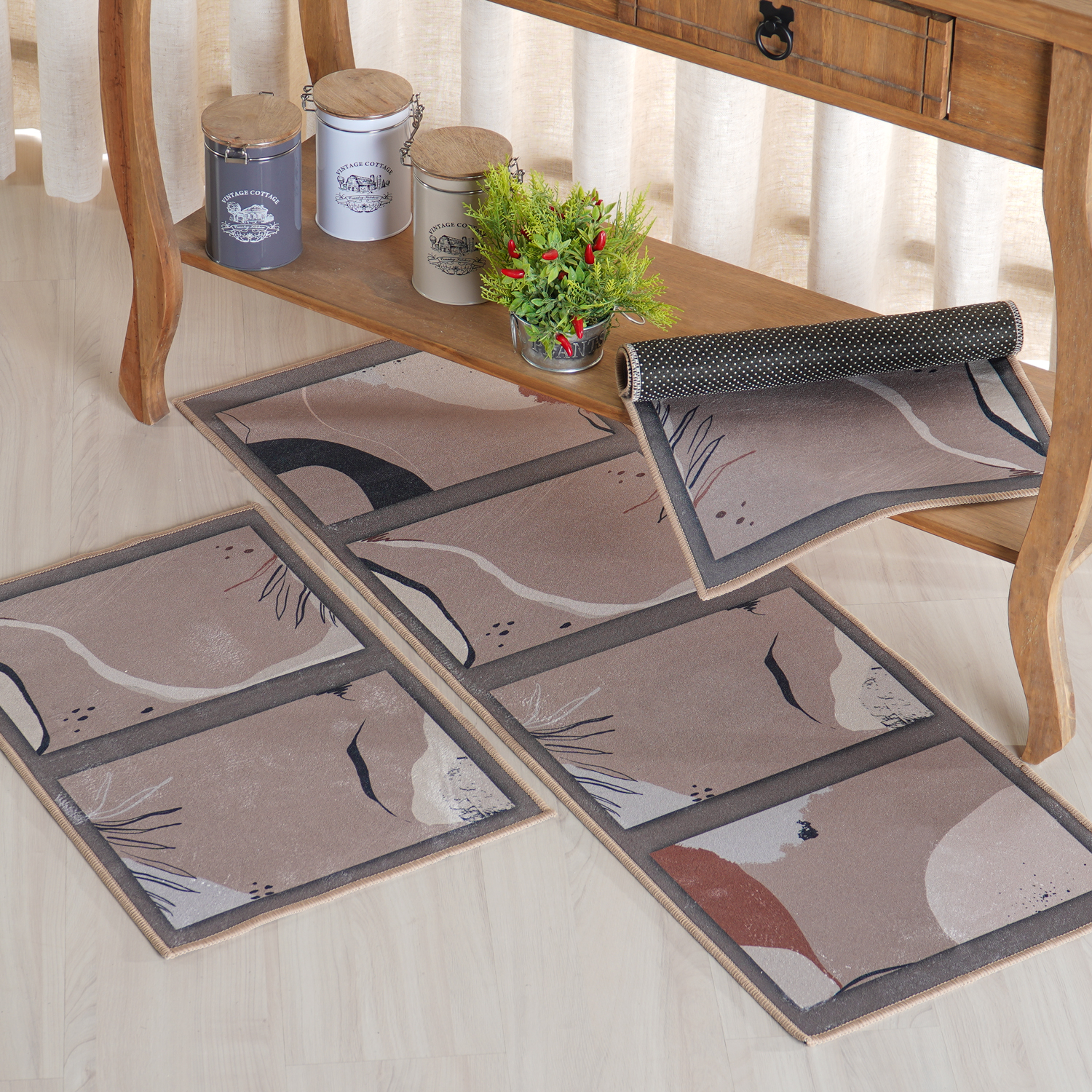 KIT TAPETES E PASSADEIRA DE COZINHA VELOUR 3 PEÇAS - ORGANIC (SC)