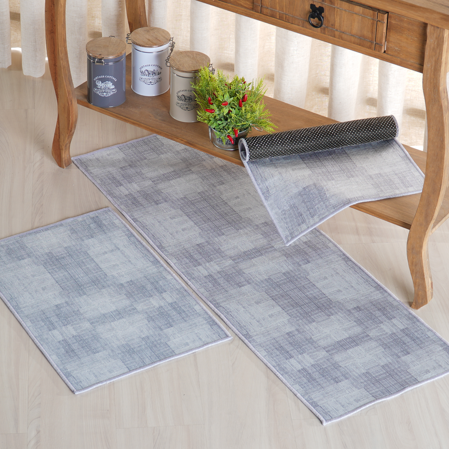 KIT TAPETES E PASSADEIRA DE COZINHA VELOUR 3 PEÇAS - TEXTURE (SC)
