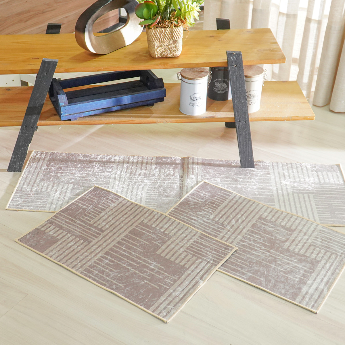 KIT TAPETES E PASSADEIRA DE COZINHA VELOUR 3 PEÇAS - LINES (SC)