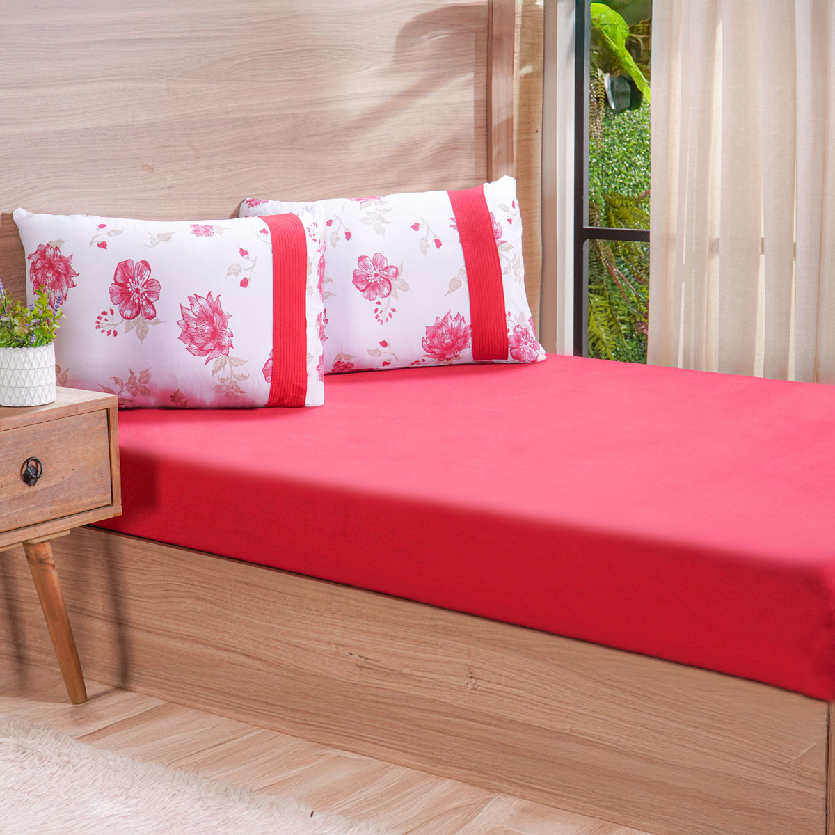 JOGO DE CAMA BELLA CAMA KING 3 PEÇAS - VERMELHO (SC)