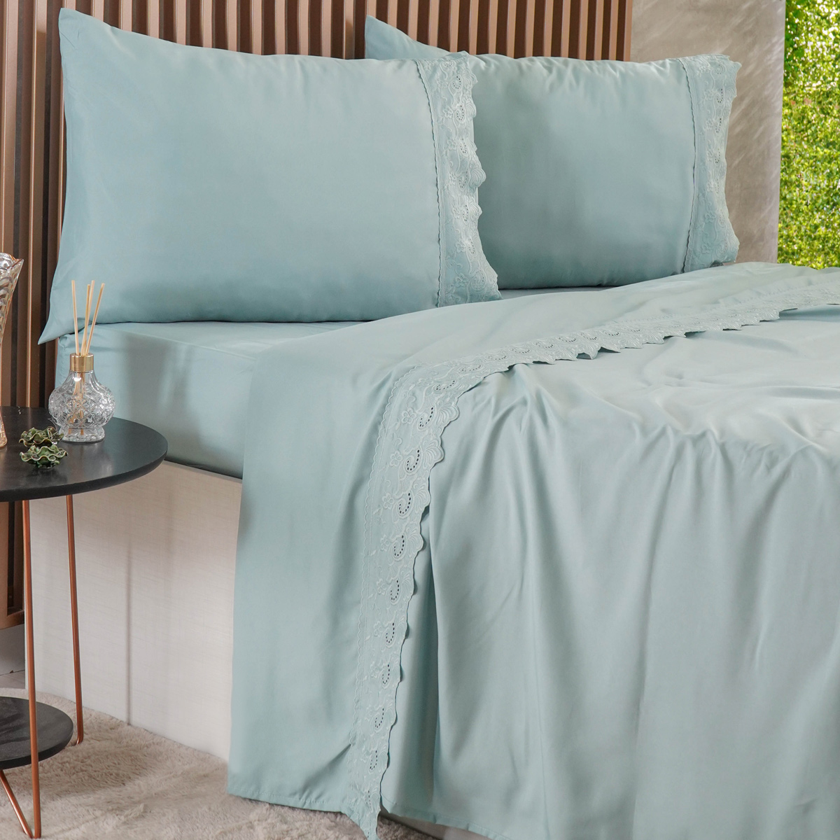 JOGO DE CAMA BRODERIE MICROFIBRA KING 4 PEÇAS - TURQUESA FOSCO (SC)