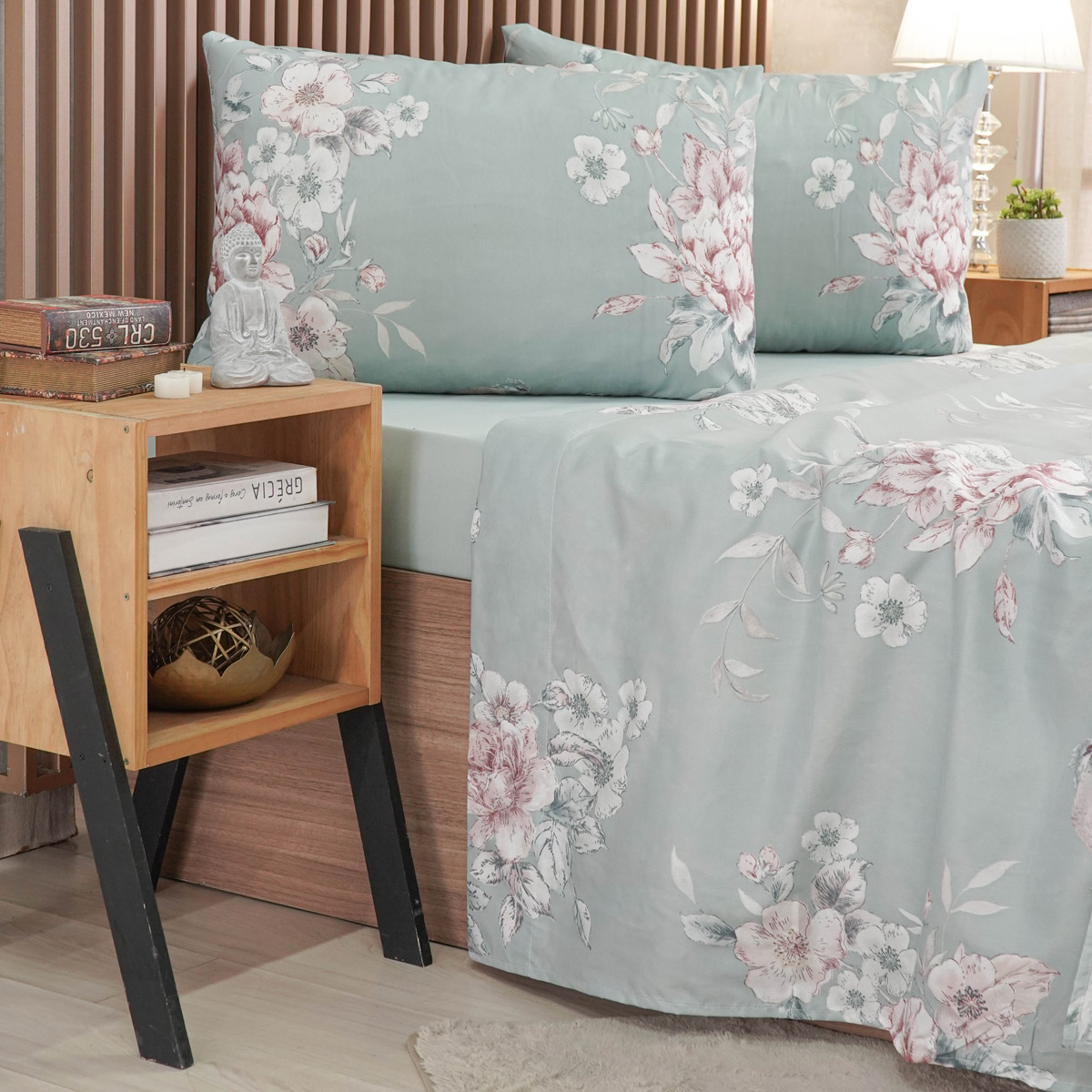 JOGO DE CAMA COTTON TOUCH CASAL 4 PEÇAS - DOCE JARDIM (SC)
