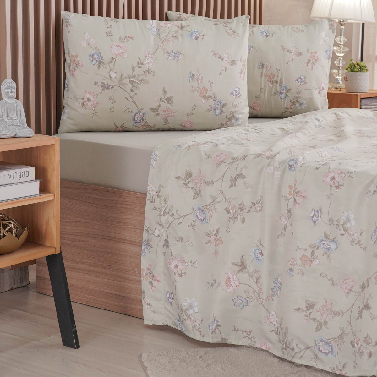 JOGO DE CAMA COTTON TOUCH QUEEN 4 PEÇAS - JARDIM CAMPESTRE (SC)