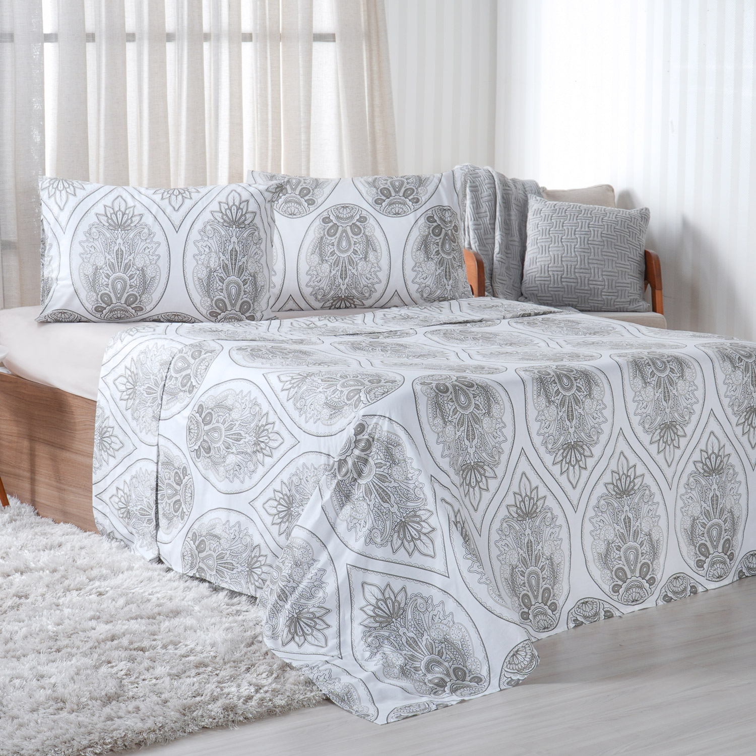 JOGO DE CAMA DUPLO 150 FIOS KING 4 PEÇAS - PAISLEY (SC)