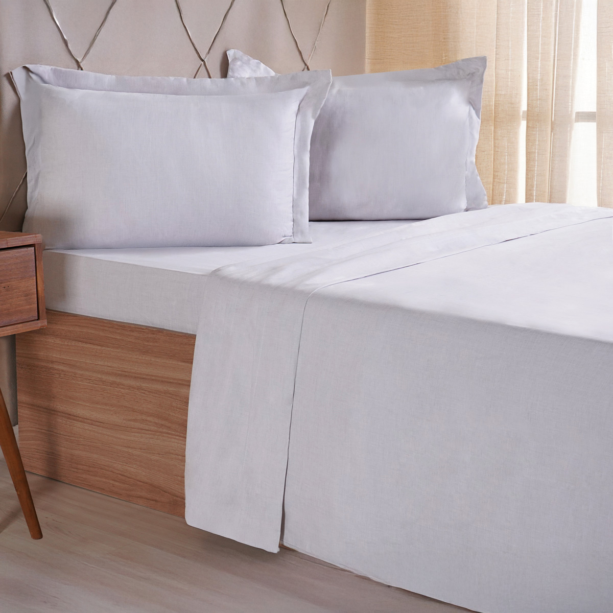 JOGO DE CAMA LINO STILE CASAL - CINZA FOG (SC)