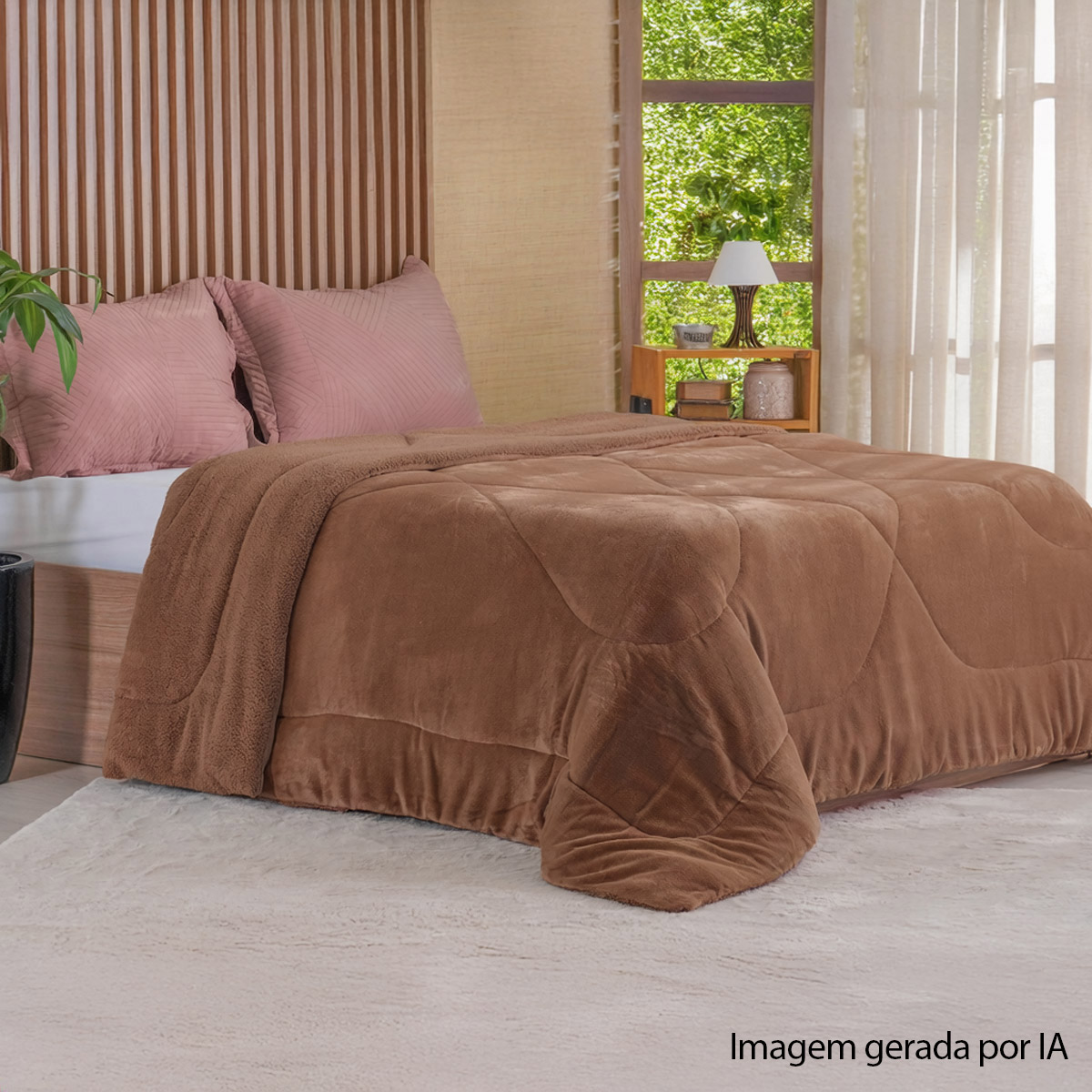 EDREDOM SHERPA QUEEN 2,20m x 2,40m - CAFÉ CREMOSO (SC)