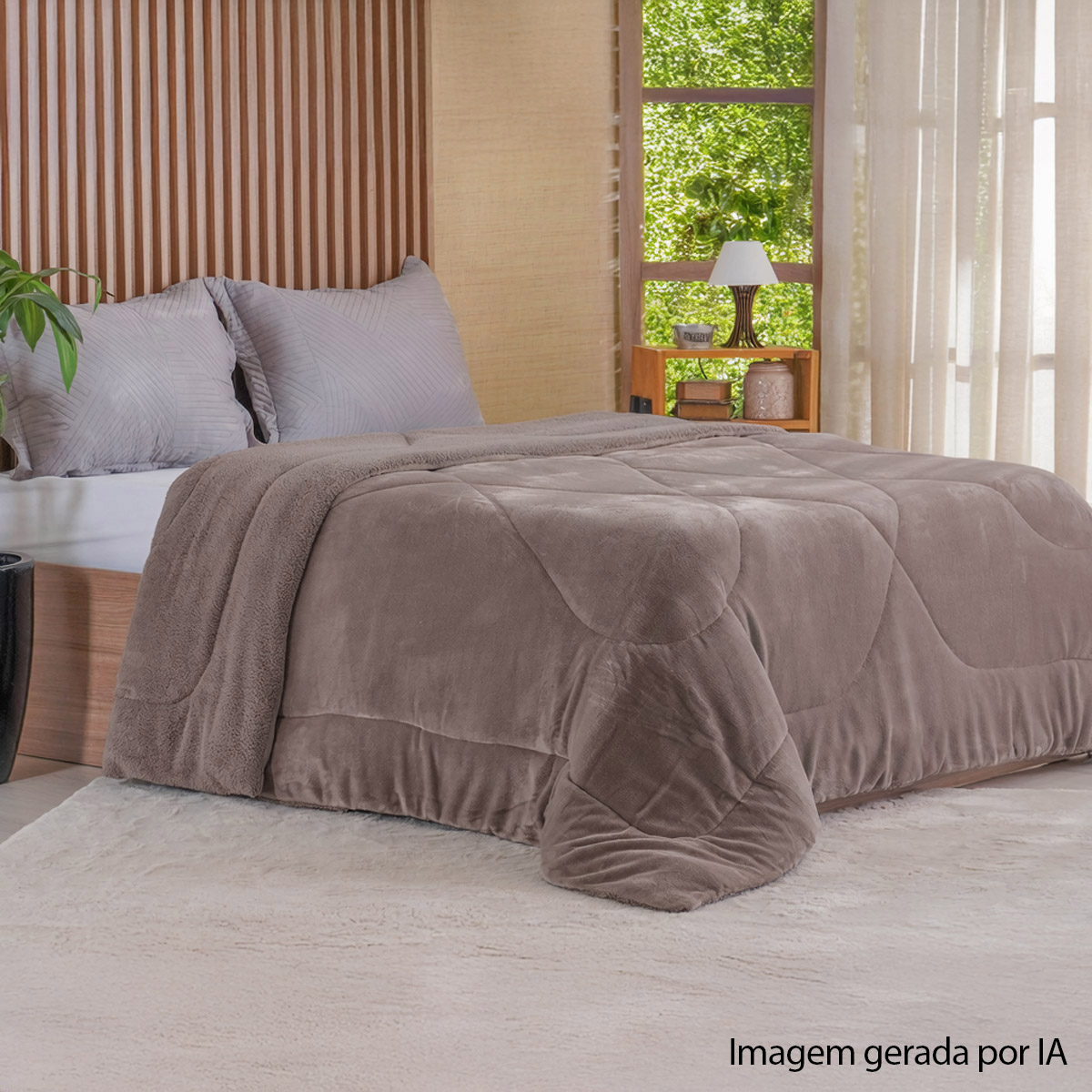 EDREDOM SHERPA KING 2,40m x 2,60m - FENDI ESCURO (SC)