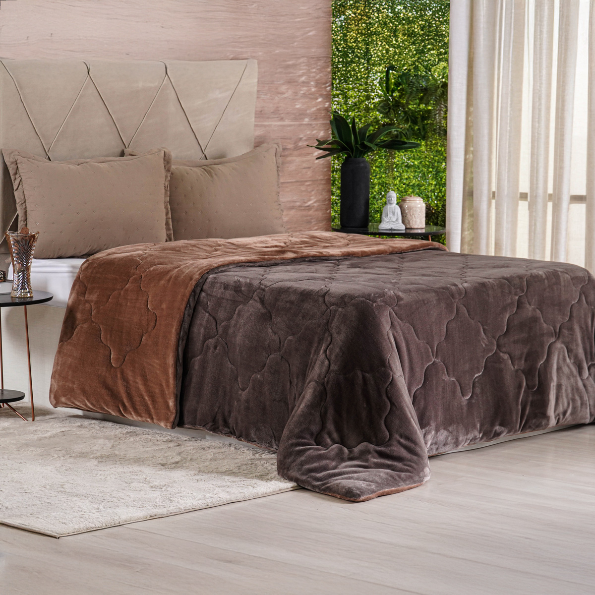 EDREDOM PLUSH BICOLOR CASAL 1,80m x 2,20m - SORTIMENTO LISO (SC)