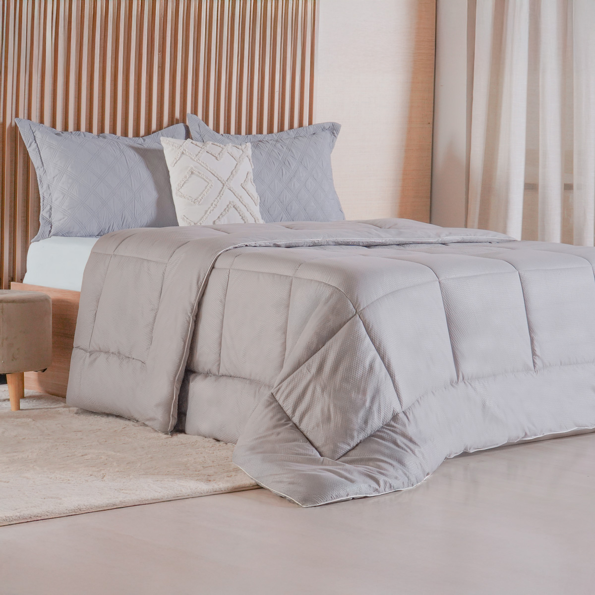 EDREDOM PRIME KING 2,40M X 2,60M - CINZA SOFT (SC)