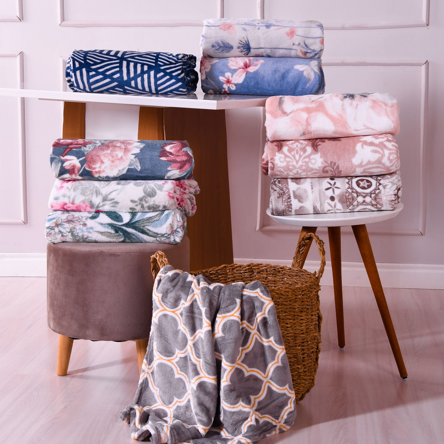 MANTA DE MICROFIBRA FLANNEL PLUSH QUEEN 2,20m x 2,40m ESTAMPADA - SORTIDO (SC)