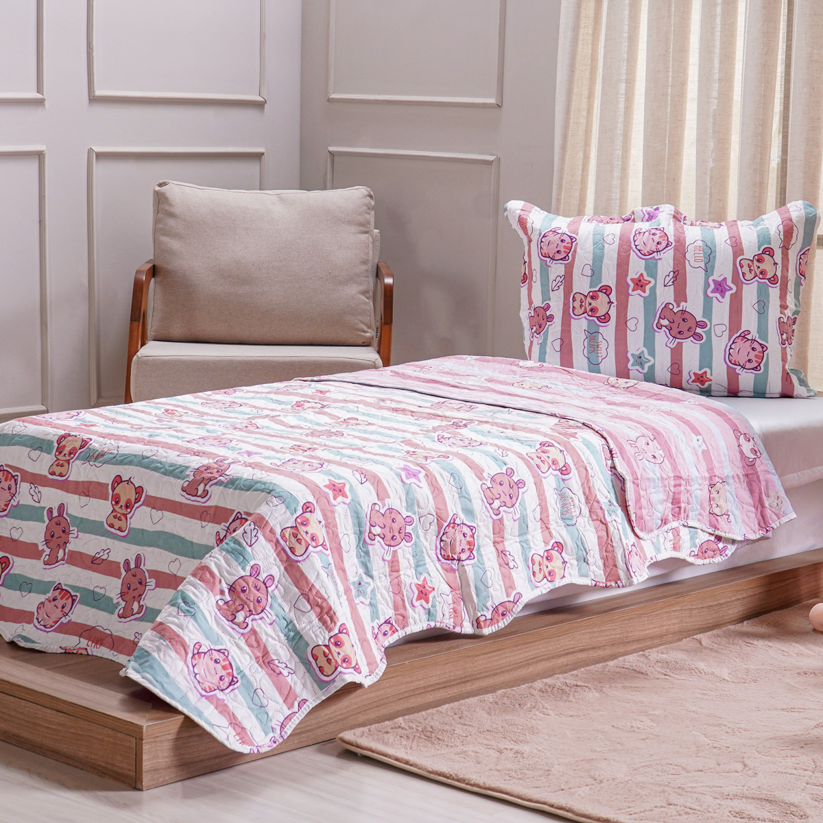 KIT COLCHA KIDS CASAL ROLINHO UNITARIA - KITTENS (SC)