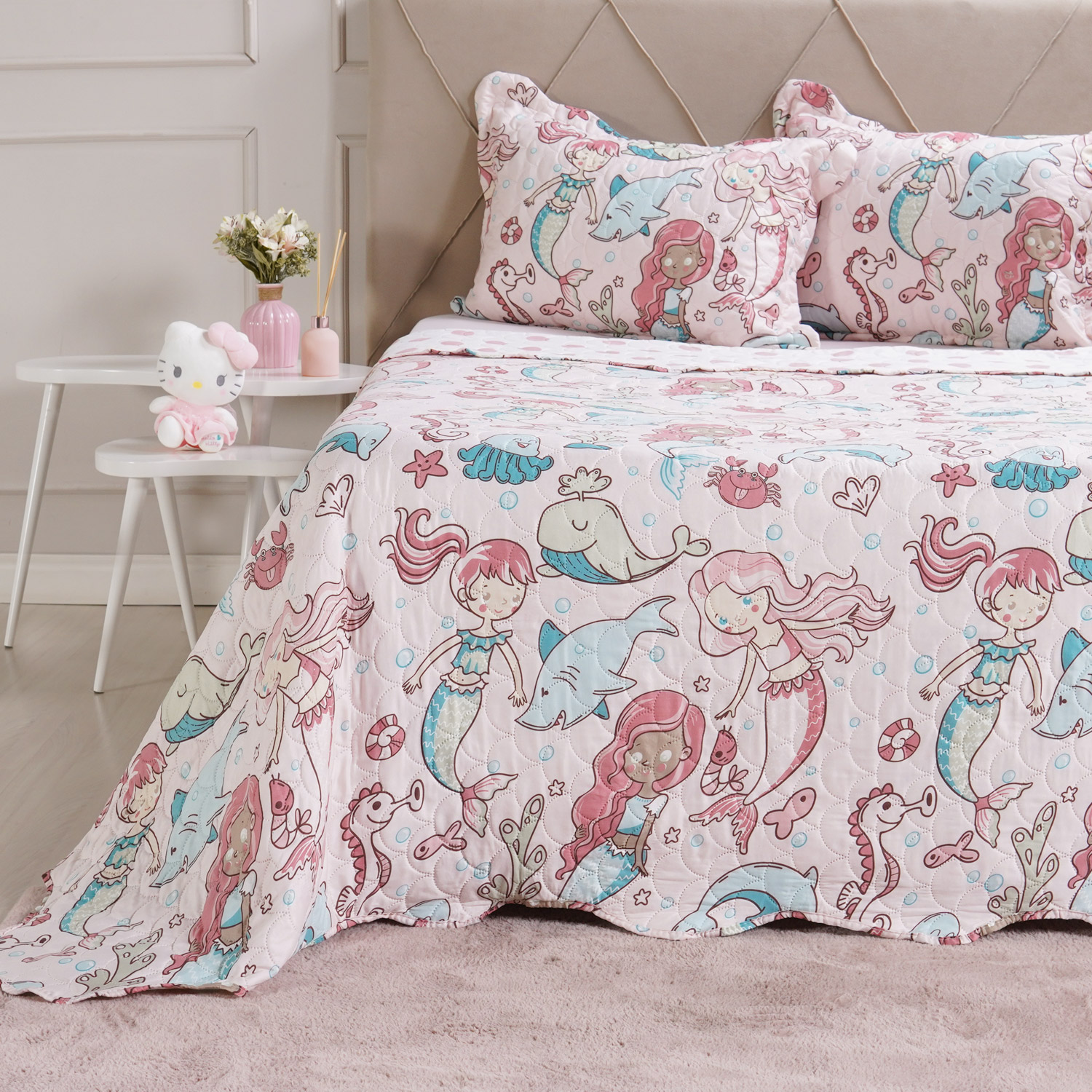 KIT COLCHA KIDS CASAL ROLINHO UNITARIA - MERMAID (SC)