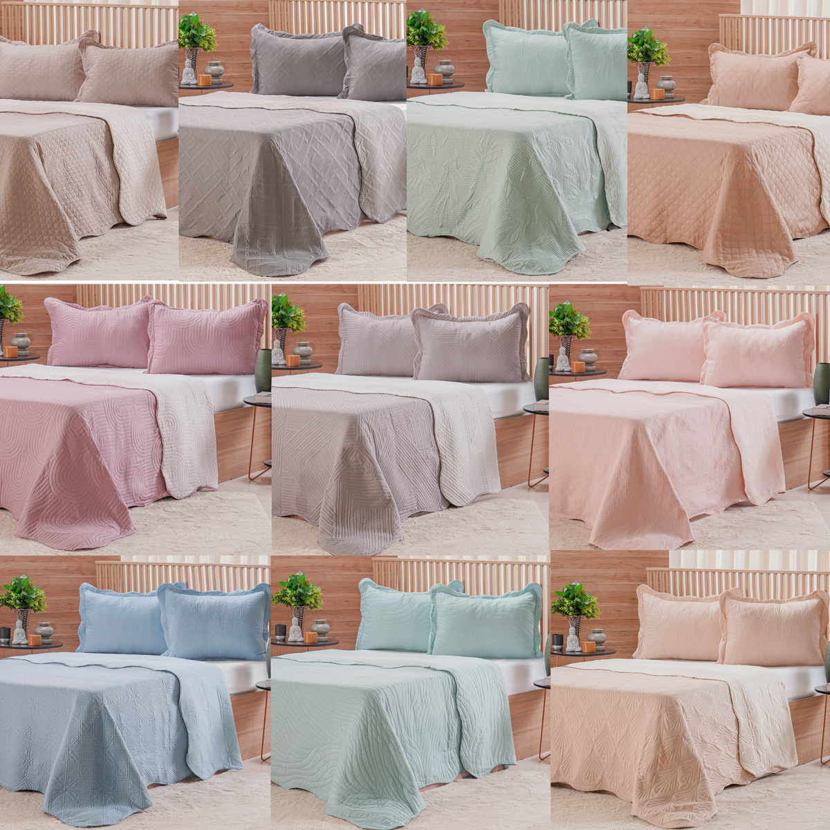 KIT COLCHA ULTRA LISSE COM PORTA TRAVESSEIRO CASAL 2,10m X 2,30m ROLINHO LISA - SORTIDO (SC)
