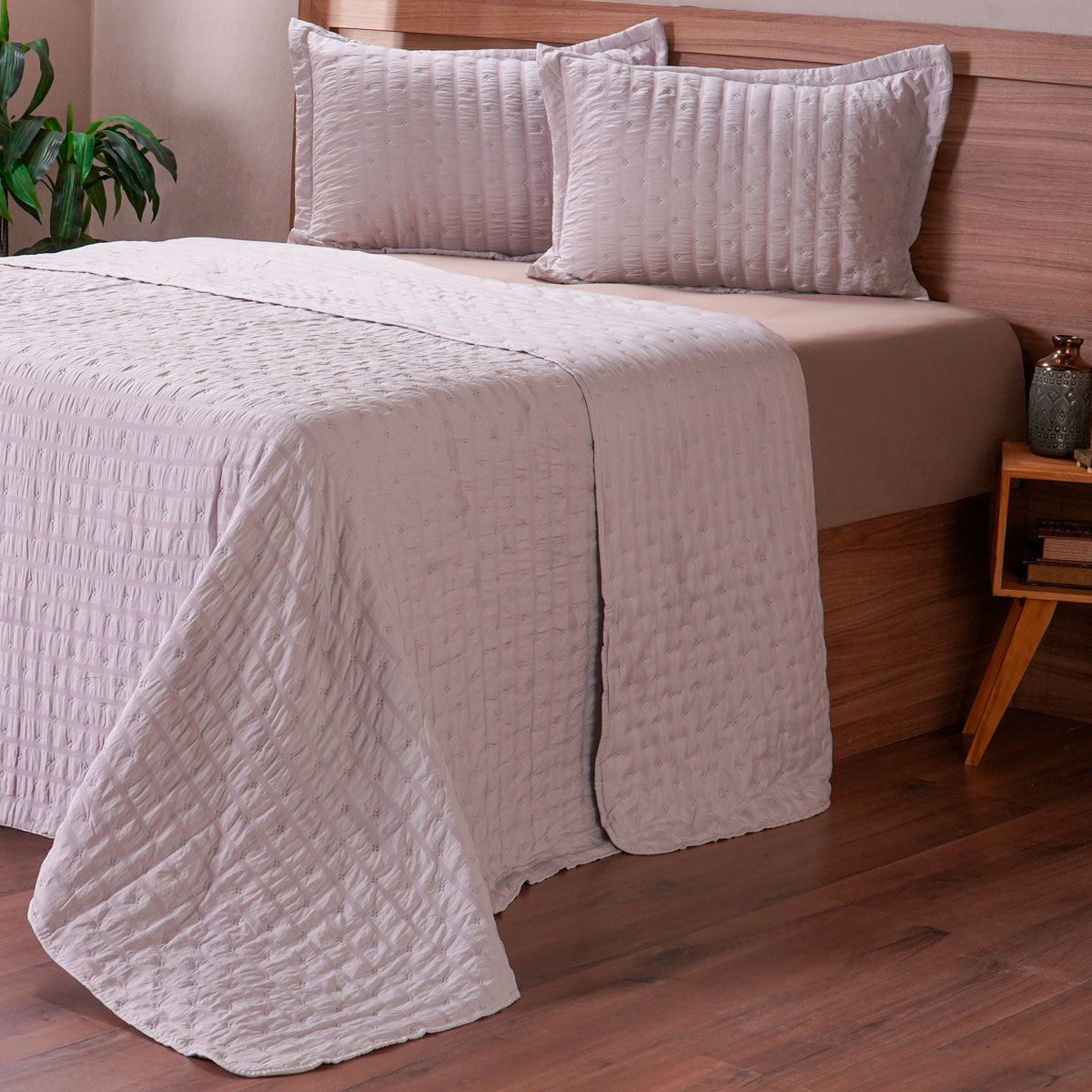 KIT COLCHA SANTORINI QUEEN - CINZA FOG (SC)