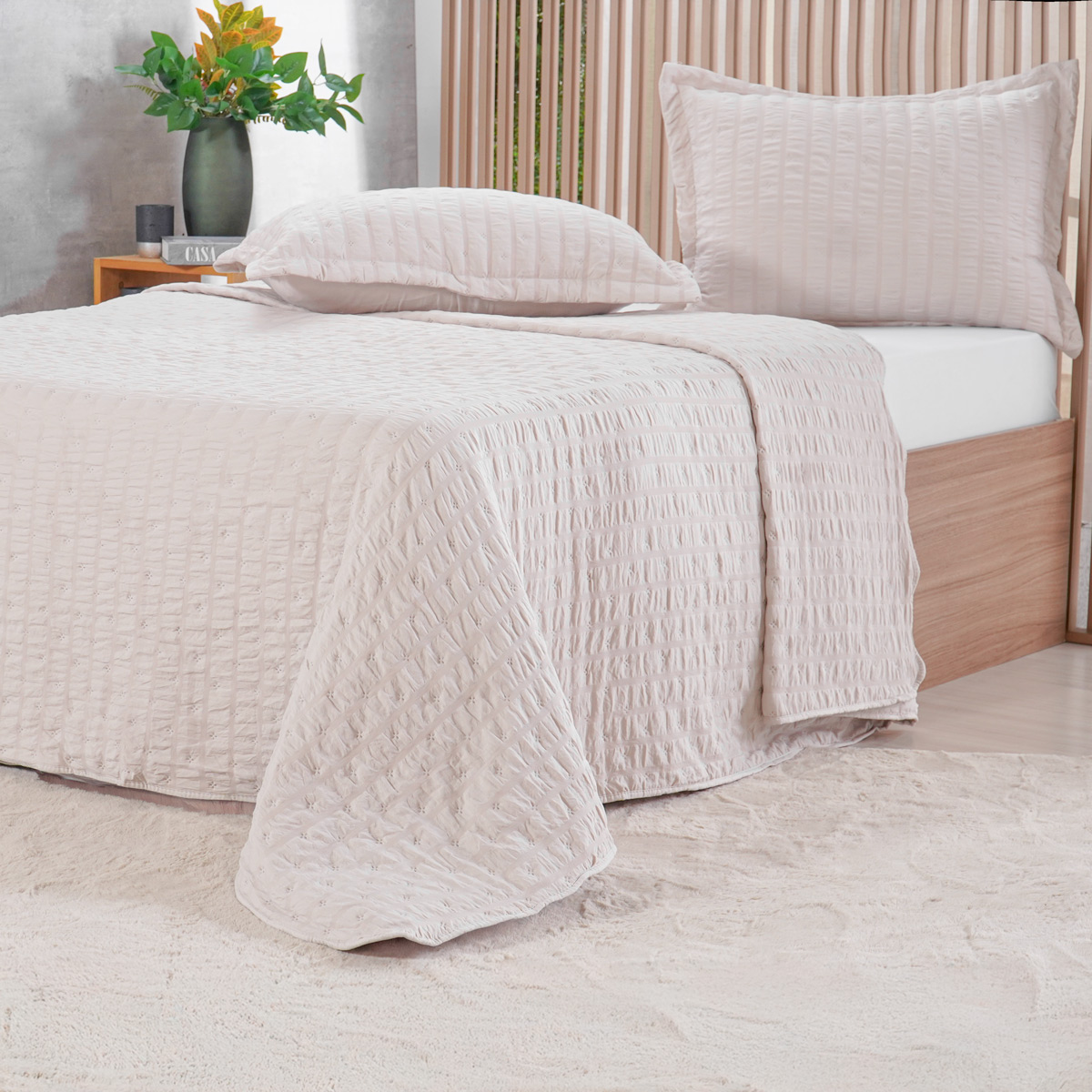 KIT COLCHA SANTORINI QUEEN - CENTEIO CLARO (SC)