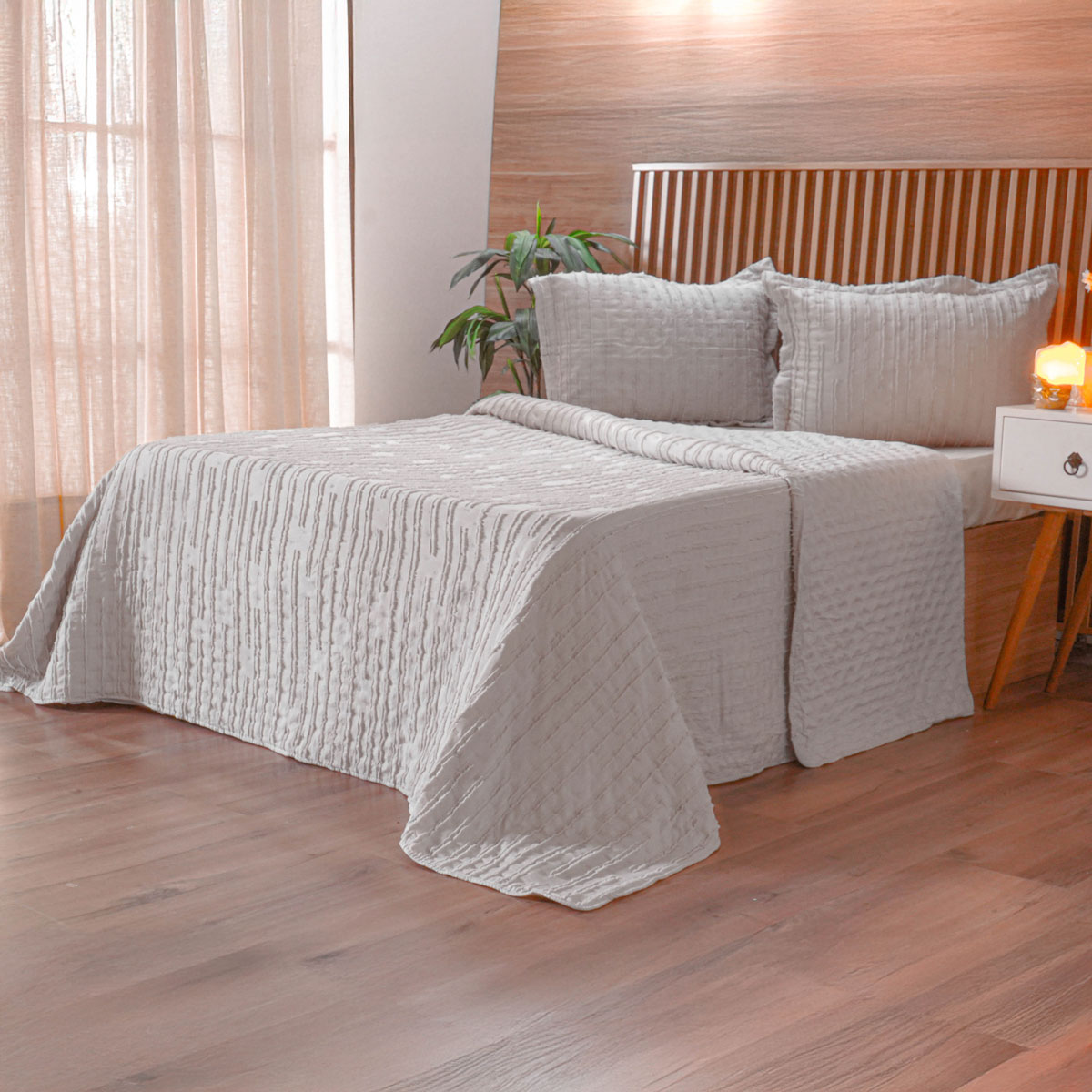 KIT COLCHA ESSENCE CASAL 2,20M X 2,40M - CINZA FOG (SC)