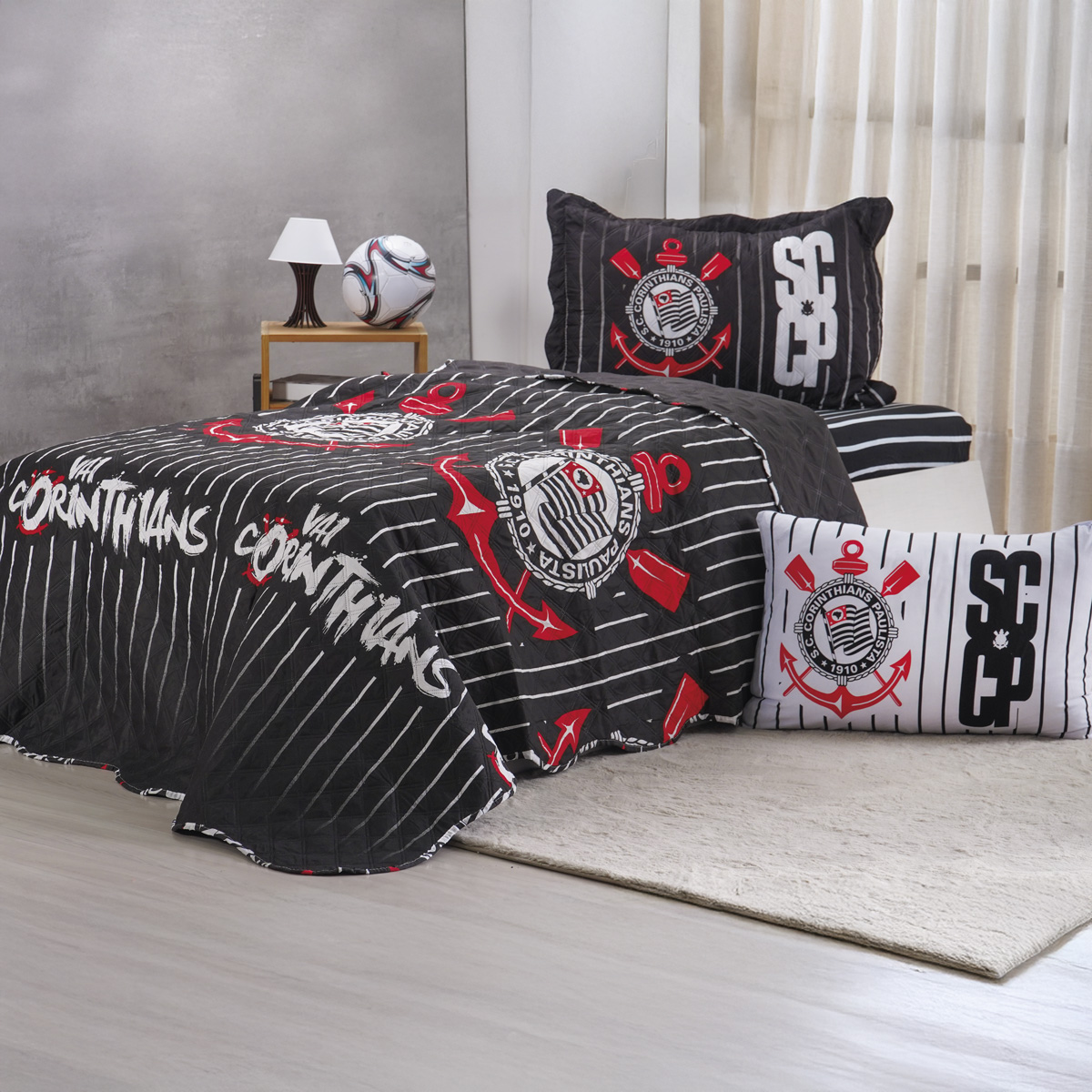 KIT COLCHA CORINTHIANS SOLTEIRO - UNICO (SC)