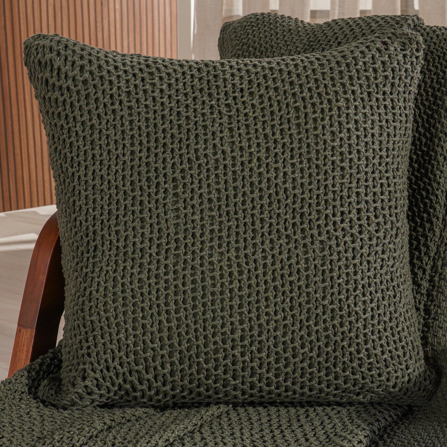 CAPA DE ALMOFADA ATACAMA 45cm x 45cm - VERDE MILITAR (SC)