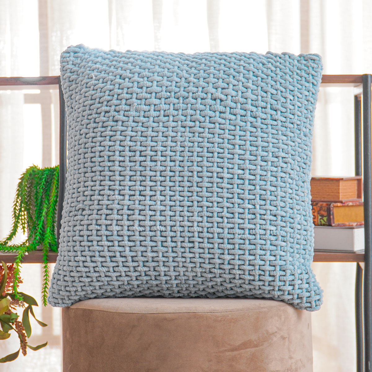 CAPA DE ALMOFADA TRAMA 45cm x 45cm - BRUMA AZUL (SC)
